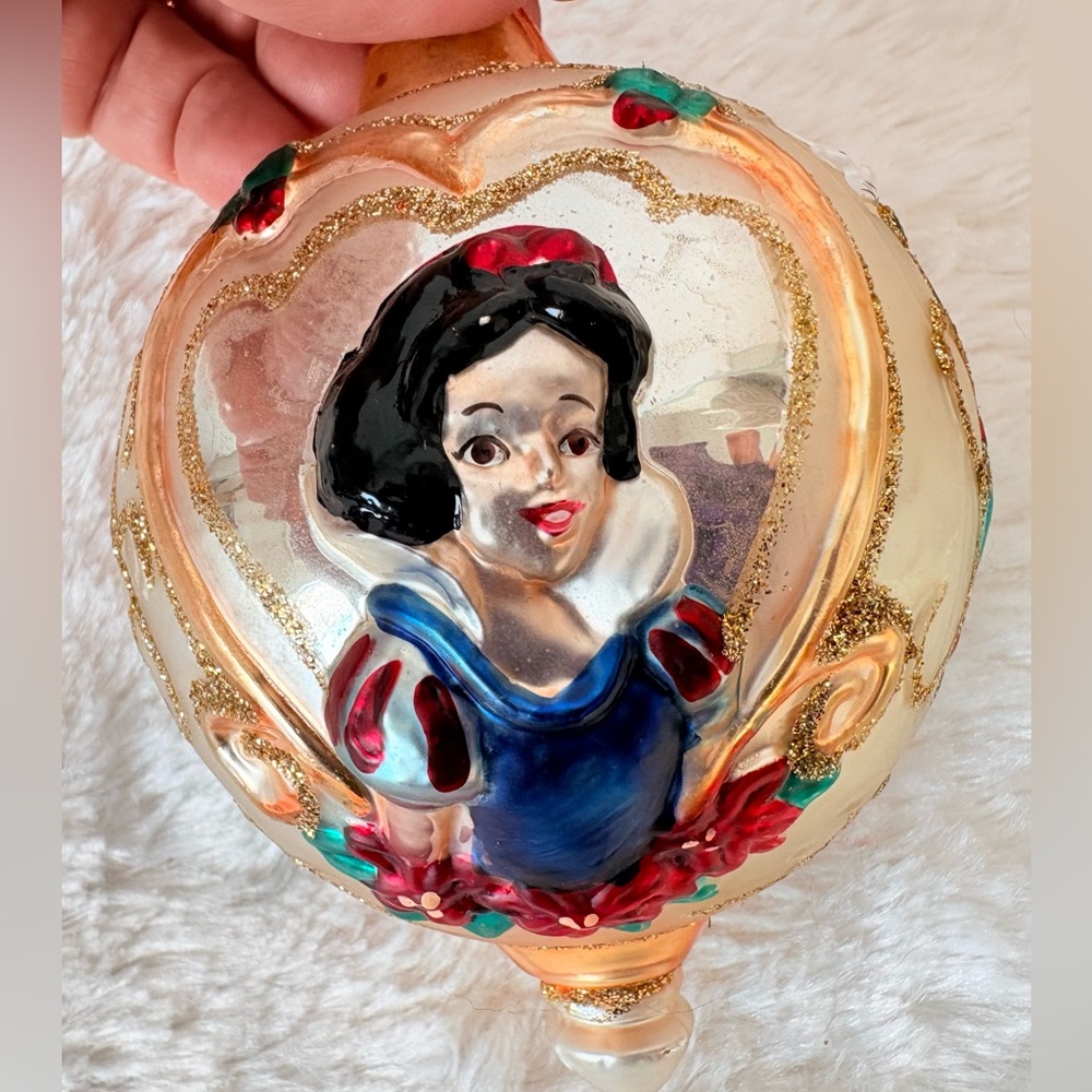 DISNEY Princess 6” Hand Blown Glass Christmas Ornament Cinderella Snow White